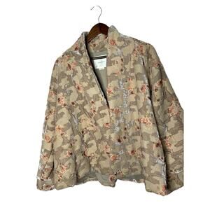 By‎ Anthropologie thick Floral light grey floral kimono womens one size